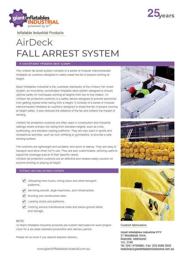 inflatable fall arrest soft landing systems