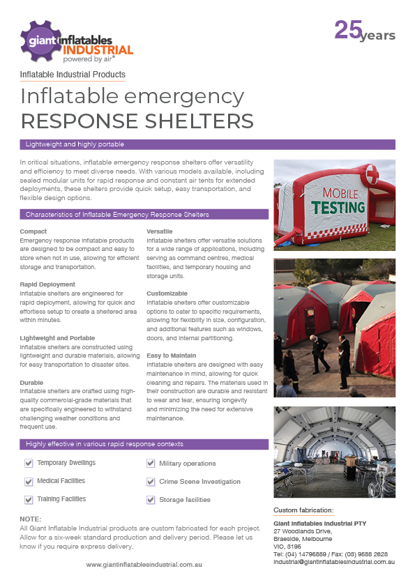Inflatable Emergency Shelters