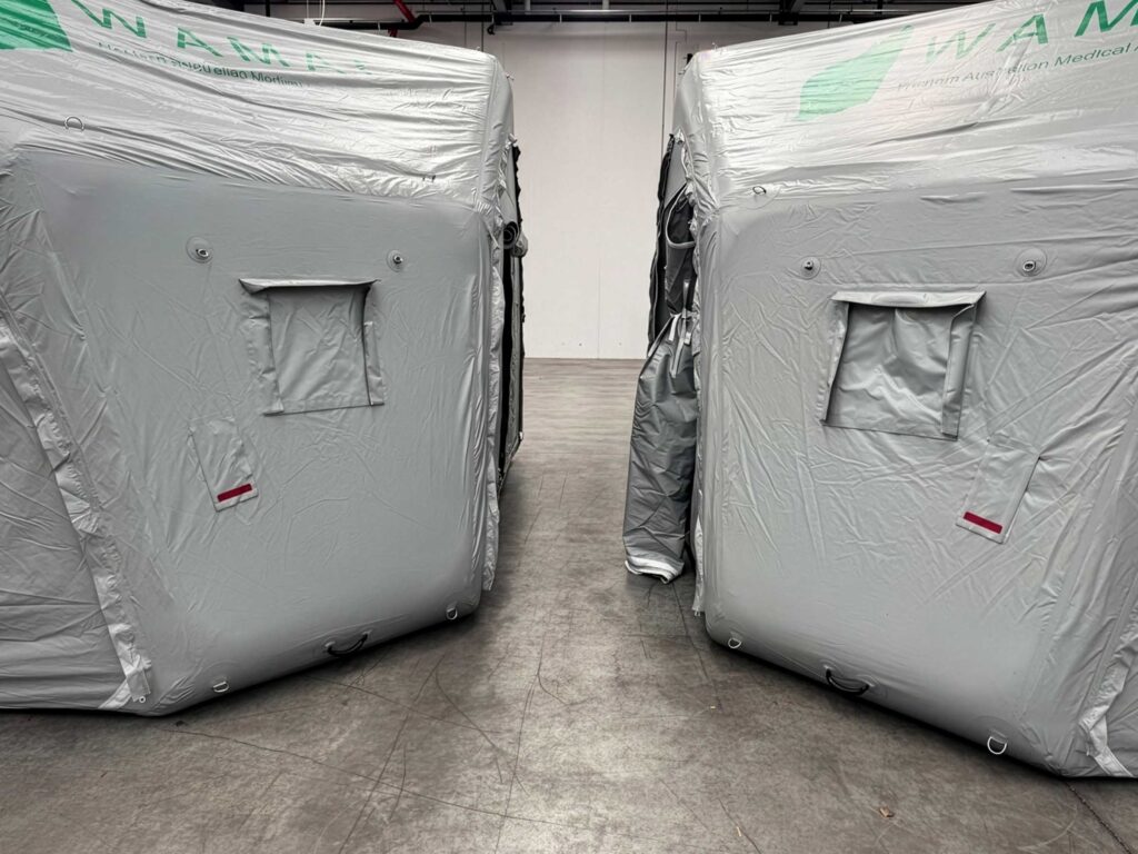The modular Resus, Emergency Care, and Primary Care shelters can be linked together or configured independently to suit specific disaster response needs.